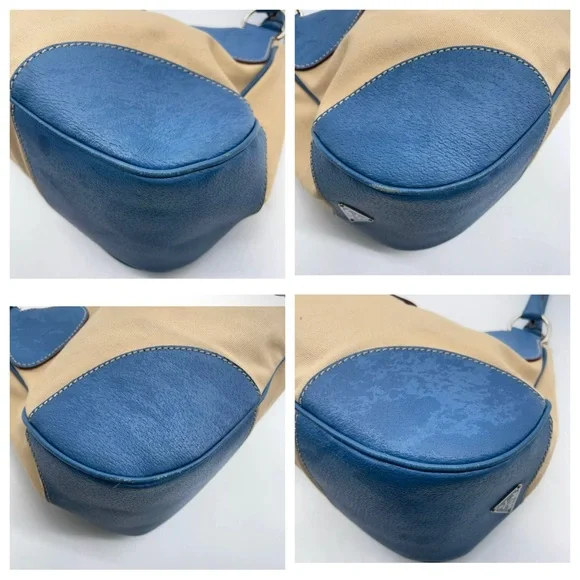 Prada Canapa canvas/leather blue moon and cream shoulder bag - Picture 16 of 16